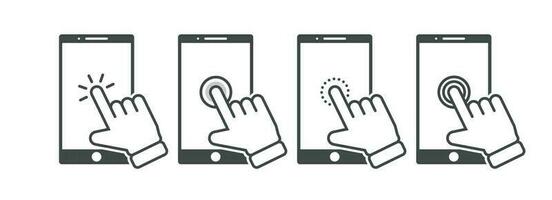 hand- cursor Klik Aan de smartphone icoon vector illustratie