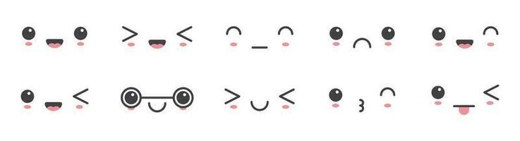 tekenfilm emoji gezichten met verschillend humeur vector illustratie verzameling