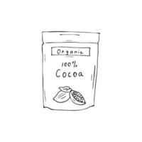 hand getekend cacao poeder in pak vector