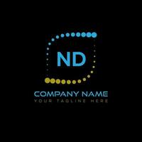 nd brief logo ontwerp Aan zwart achtergrond. nd creatief initialen brief logo concept. nd uniek ontwerp. vector