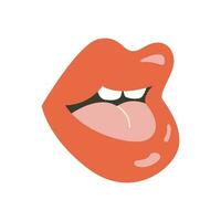 schattig retro groovy lippen vector