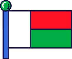 Madagascar republiek natie vlag Aan vlaggenmast vector
