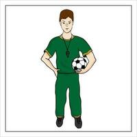 voetballer. een Mens spelen Amerikaans voetbal. jongen Holding een bal. hand getekend tekening voetbal illustratie. vector