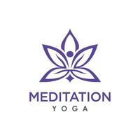 yoga meditatie met lotusbloem logo-ontwerp vector