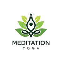 yoga meditatie met lotusbloem logo-ontwerp vector