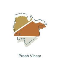 kaart van preah vihear modern met schets illustratie ontwerp sjabloon, preah vihear provincie geïsoleerd Cambodja kaart vector