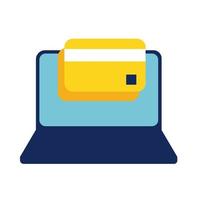 laptop met creditcard vlakke stijlicoon vector