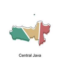 kaart van centraal Java kleurrijk modern meetkundig met schets ontwerp, element grafisch illustratie sjabloon vector