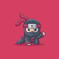 Ninja mascotte logo ontwerp vector. vector