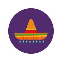 mexicaanse cultuur hoed blok en platte stijlicoon vector