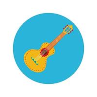 gitaar muziekinstrument blok en platte stijlicoon vector