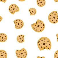 koekje naadloos patroon achtergrond. bedrijf concept vector illustratie. spaander biscuit toetje voedsel symbool patroon.