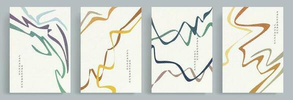 collecties van vector abstract kleurrijk lijn illustratie met Japans oosters stijl en patroon. zitbaar voor afdrukken, sociaal media, sjabloon, poster, huis decor, boek omslag, behang, decoraties.