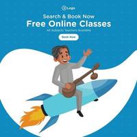bannerontwerp van gratis online lessen cartoon stijl illustratie vector