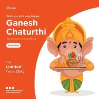 bannerontwerp van ganesh chaturthi indian festival cartoon stijlsjabloon vector