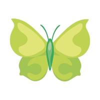 mooie vlinder groen insect vlakke stijlicoon vector