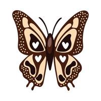 mooie vlinder insect bruin plat stijlicoon vector