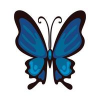 mooi vlinderinsect blauw plat stijlicoon vector