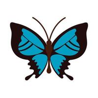 mooi vlinderinsect blauw plat stijlicoon vector