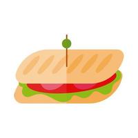 heerlijke sandwish fastfood platte gedetailleerde stijl vector