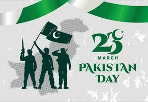 illustratie banier voor gelukkig Pakistan dag met silhouet beeld van golvend vlag vector