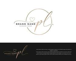 eerste pl schoonheid monogram en elegant logo ontwerp handschrift logo eerste handtekening vector