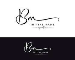 b m bm eerste brief handschrift en handtekening logo vector