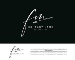 f m fm eerste brief handschrift en handtekening logo vector