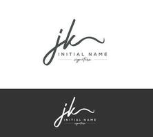 jk j k eerste brief handschrift en handtekening logo vector