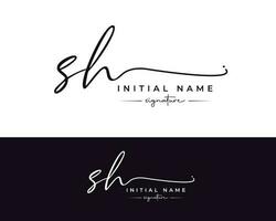 s h sh eerste brief handschrift en handtekening logo vector