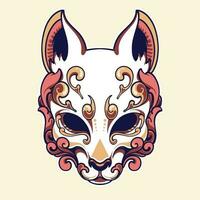 masker kitsune Japans vector