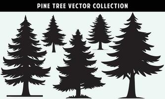 reeks van pijnboom bomen silhouetten vector grafiek voor ontwerp