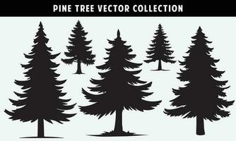 reeks van pijnboom bomen silhouetten vector grafiek voor ontwerp