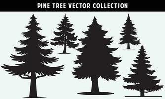 reeks van pijnboom bomen silhouetten vector grafiek voor ontwerp