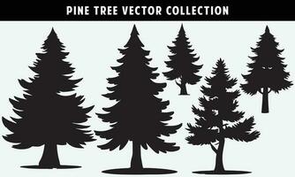 reeks van pijnboom bomen silhouetten vector grafiek voor ontwerp