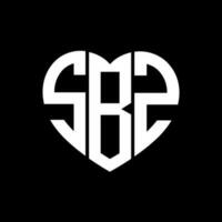 sbz creatief liefde vorm monogram brief logo. sbz uniek modern vlak abstract vector brief logo ontwerp.