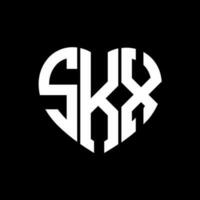 skx creatief liefde vorm monogram brief logo. skx uniek modern vlak abstract vector brief logo ontwerp.
