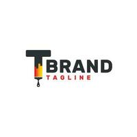 brief t logo met verf borstel - alfabet t met verf borstel logo ontwerp vector