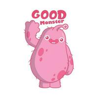 schattig roze mooi zo monster tekenfilm vector