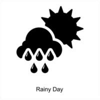 regenachtig dag en regen icoon concept vector