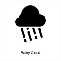 regenachtig wolk en regen icoon concept vector