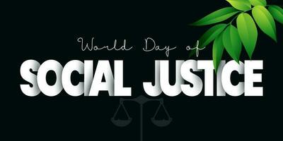 wereld sociaal gerechtigheid dag, rechter balans met wet. vector illustratie van wereld dag van sociaal gerechtigheid