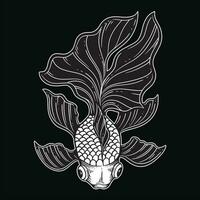 hand- getrokken goud vis aquatisch zwart wit wijnoogst donker kunst voor tatoeëren en kleding illustratie vector