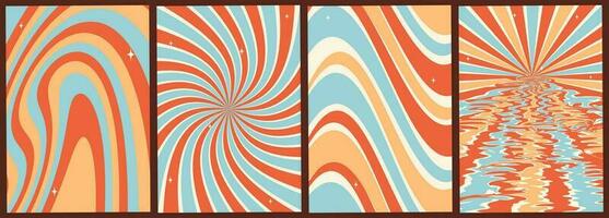 reeks van kleurrijk abstract achtergronden.y2k esthetische.vector kaarten in retro psychedelisch stijl.groovy achtergronden. vector