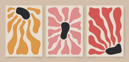 abstract hedendaags bloemen poster set. botanisch kunst, biologisch golvend vormen matisse stijl modern afdrukken botanisch element biologisch vormen. vector illustratie