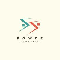 macht logo ontwerp vector met menselijk gemeenschap stijl