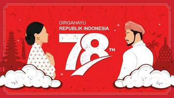 17 augustus. gelukkig Indonesië onafhankelijkheid dag spandoek. dirgahayu republik Indonesië landschap banier sjabloon vector