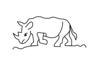 neushoorn lijn tekening geïsoleerd Aan wit achtergrond. vector illustratie.