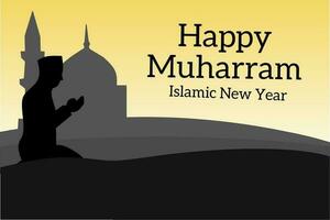 gelukkig Islamitisch nieuw jaar 1 muharram. achtergrond, sjabloon, groet kaart, Islamitisch nieuw jaar vector illustratie.