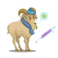 geit ziek en vaccin miltvuur virus tekenfilm illustratie vector